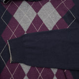 Massimo Dutti Vintage Mens Jumper Sweater Cotton Silk Cashmere Argyle Blue Size XL, detail view 5, image 7 of 9