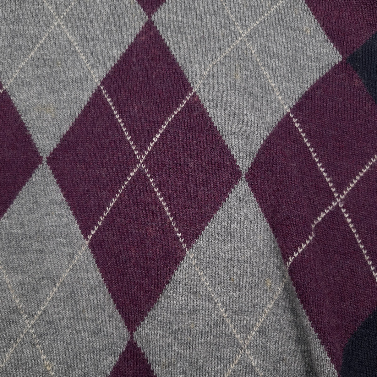 Massimo Dutti Vintage Mens Jumper Sweater Cotton Silk Cashmere Argyle Blue Size XL, detail view 6, image 8 of 9