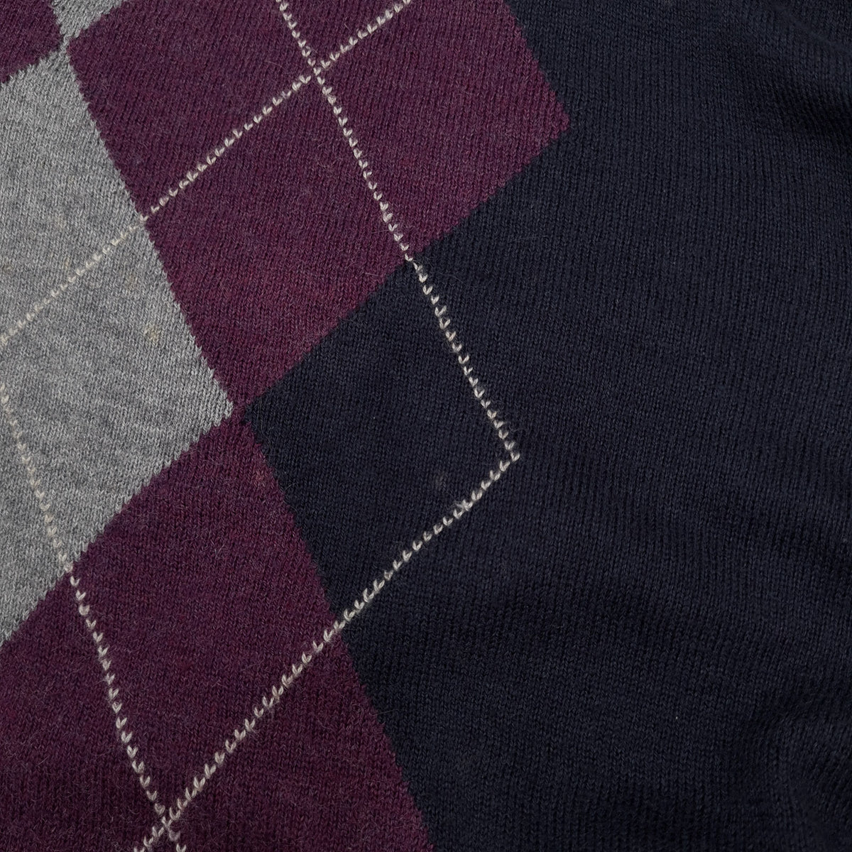 Massimo Dutti Vintage Mens Jumper Sweater Cotton Silk Cashmere Argyle Blue Size XL, detail view 7, image 9 of 9