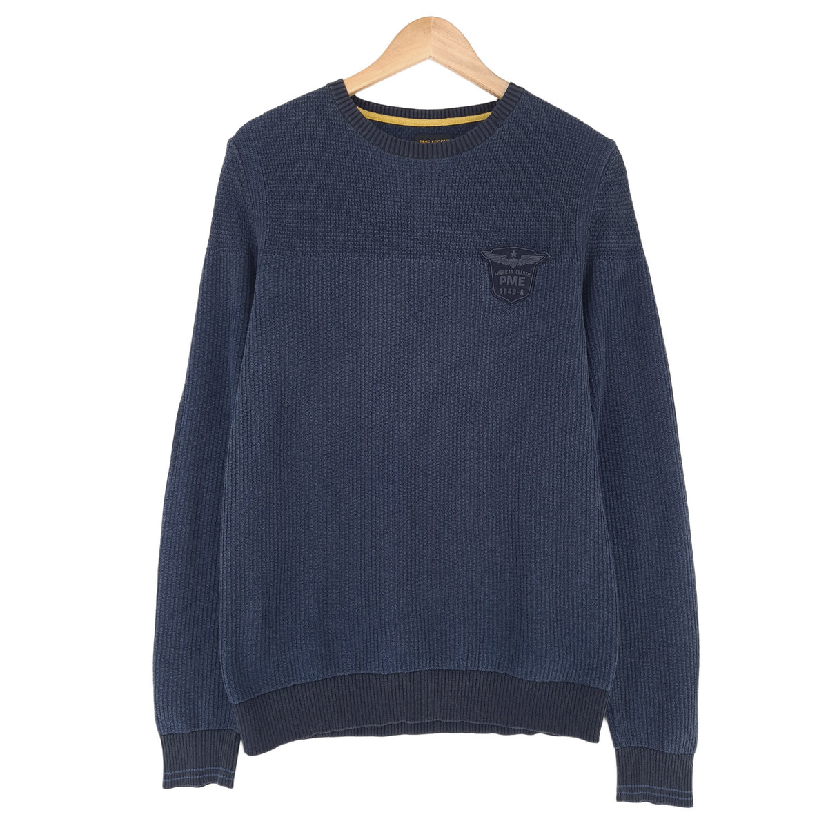 Pme Legend Vintage Mens Jumper Sweater Cotton Blue Crew Neck Pullover Knit Size M, front view, image 1 of 10