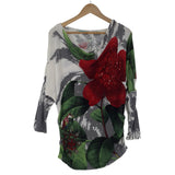 Desigual Womens Jumper Sweater Floral Round Neck Relaxed Fit Knit Size XS, front view, image 1 of 7