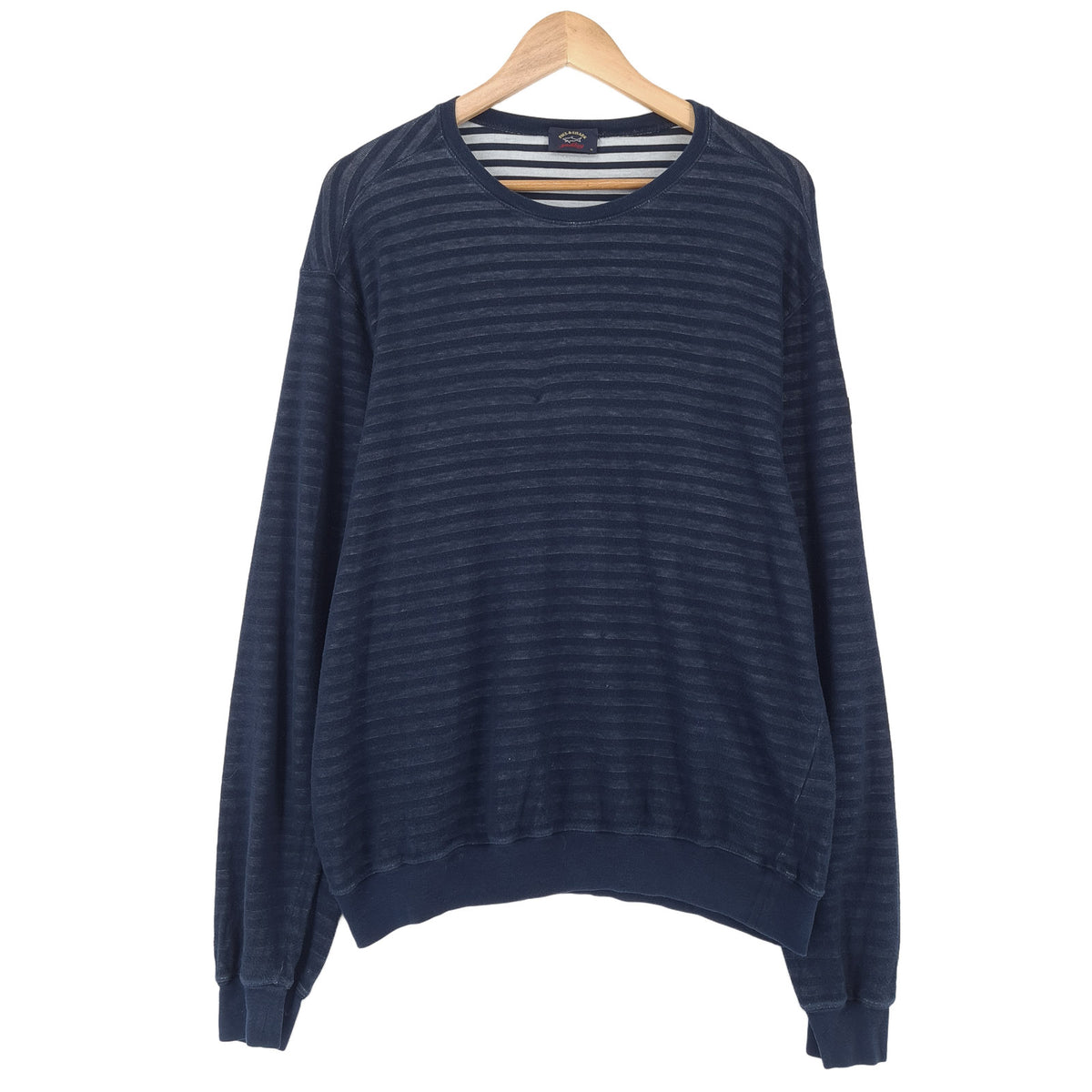 Paul & Shark Vintage Mens Sweatshirt Cotton Striped Blue Crew Neck Pullover Size XL, front view, image 1 of 9