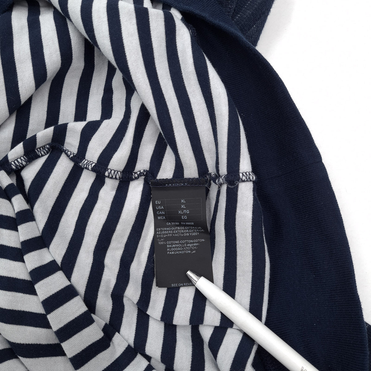 Paul & Shark Vintage Mens Sweatshirt Cotton Striped Blue Crew Neck Pullover Size XL, detail view 4, image 6 of 9