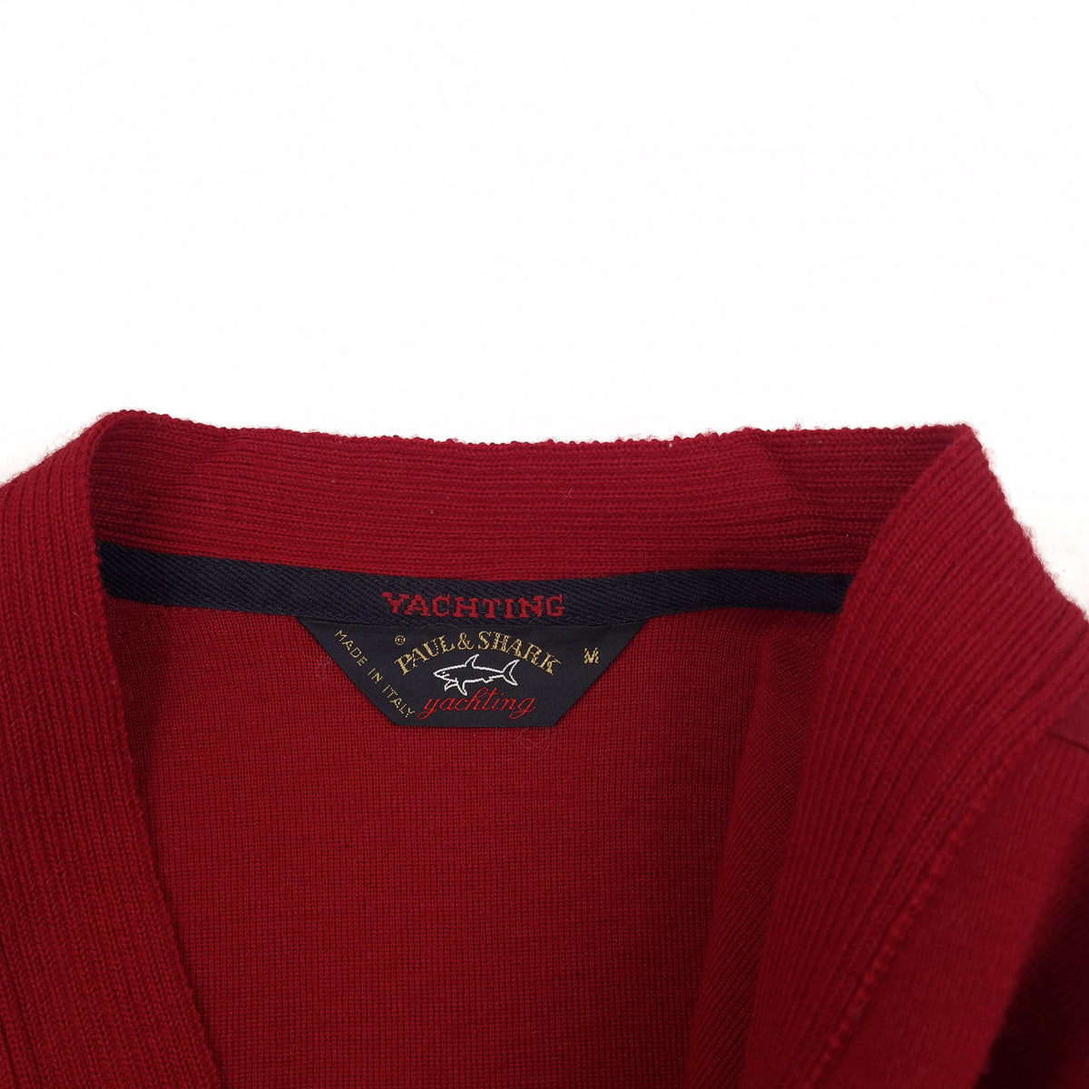 Paul & Shark Vintage Mens Cardigan Wool Red V-Neck Sweater Knit Size M, detail view 2, image 4 of 10