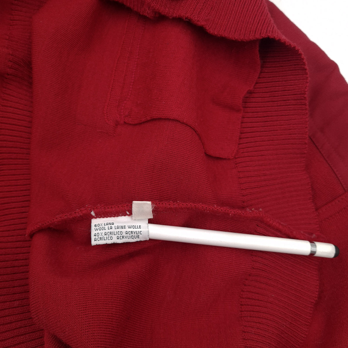 Paul & Shark Vintage Mens Cardigan Wool Red V-Neck Sweater Knit Size M, detail view 4, image 6 of 10