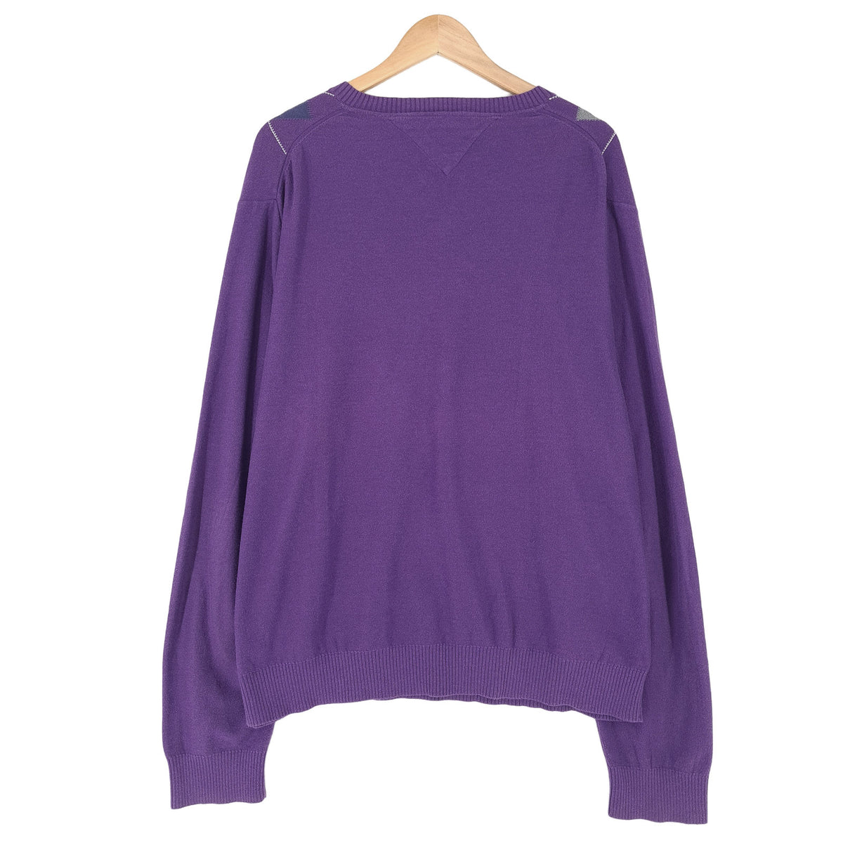 Tommy Hilfiger Vintage Mens Jumper Sweater Cotton Cashmere Argyle Purple Size 2XL, detail view 1, image 3 of 6