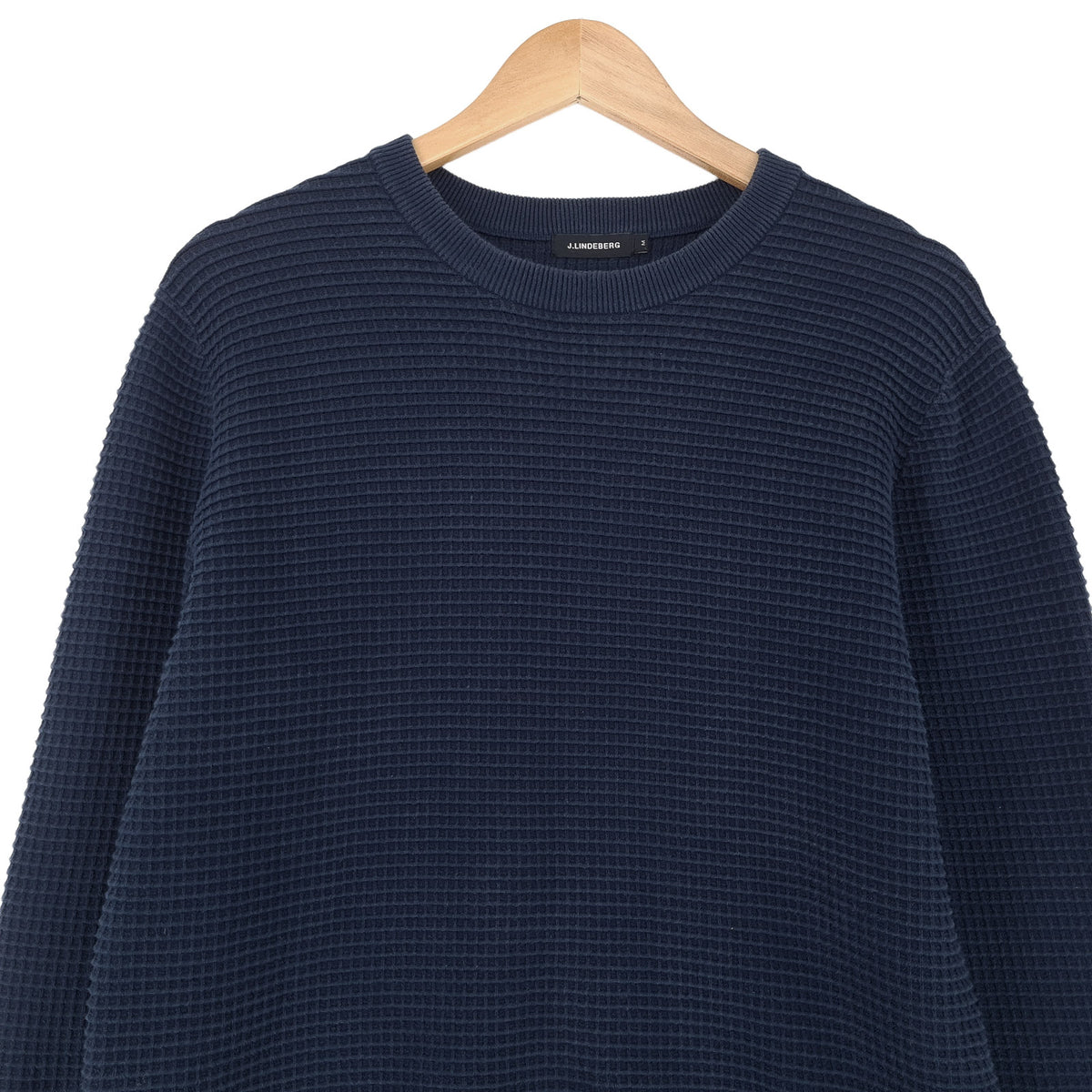 J.Lindeberg Mens Jumper Sweater Cotton Blue Crew Neck Pullover Knit Size M, back view, image 2 of 6