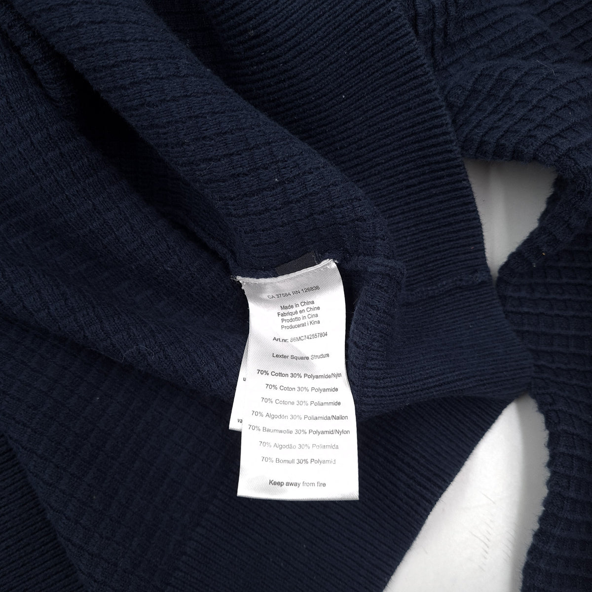J.Lindeberg Mens Jumper Sweater Cotton Blue Crew Neck Pullover Knit Size M, detail view 3, image 5 of 6