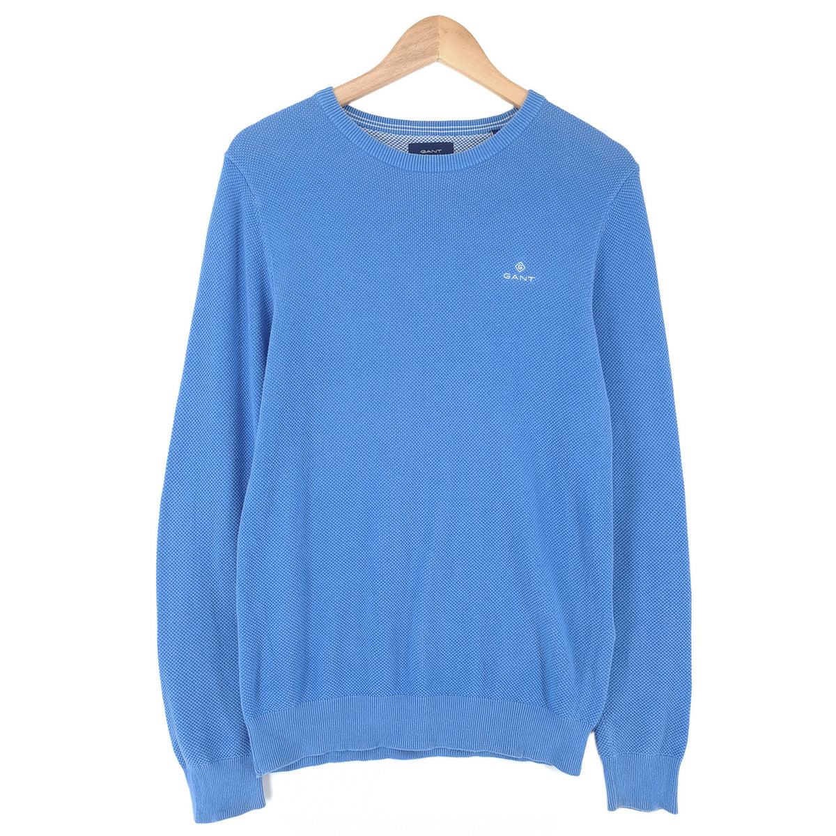 Gant Jumper Sweater Cotton Blue Crew Neck Pullover Knit Men Size S, front view, image 1 of 7