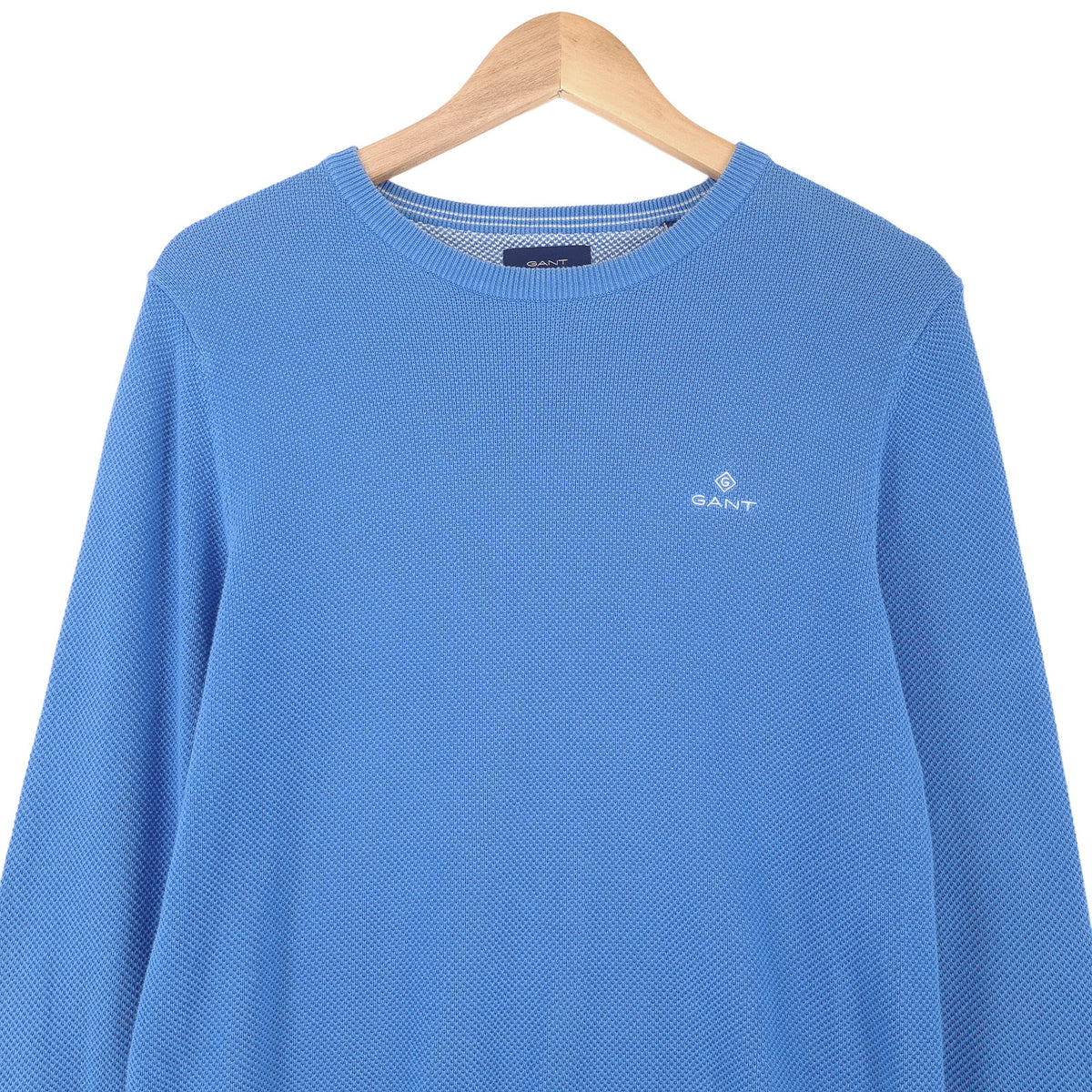 Gant Jumper Sweater Cotton Blue Crew Neck Pullover Knit Men Size S, back view, image 2 of 7