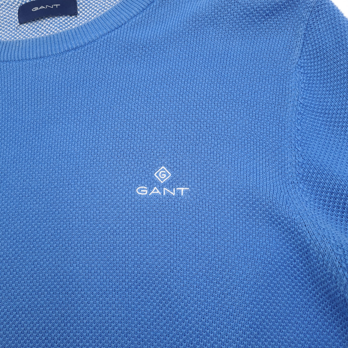 Gant Jumper Sweater Cotton Blue Crew Neck Pullover Knit Men Size S, detail view 3, image 5 of 7