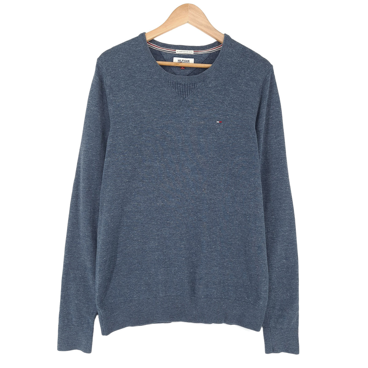 Tommy Hilfiger Vintage Mens Jumper Sweater Cotton Blue Crew Neck Pullover Size, front view, image 1 of 7