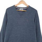 Tommy Hilfiger Vintage Mens Jumper Sweater Cotton Blue Crew Neck Pullover Size, back view, image 2 of 7