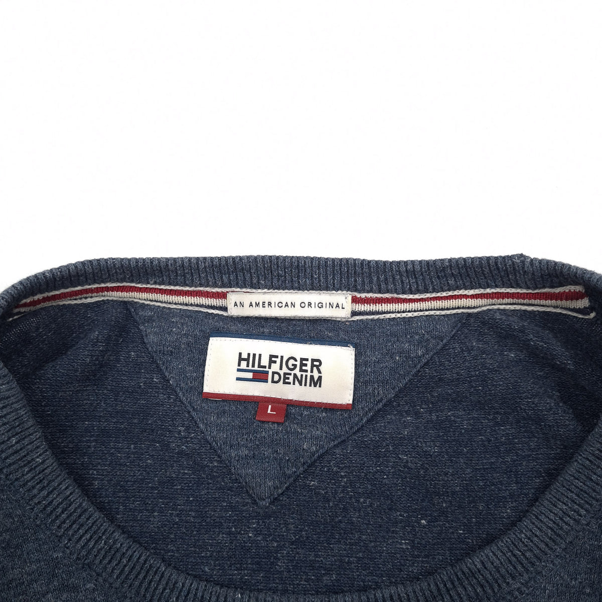 Tommy Hilfiger Vintage Mens Jumper Sweater Cotton Blue Crew Neck Pullover Size, detail view 2, image 4 of 7