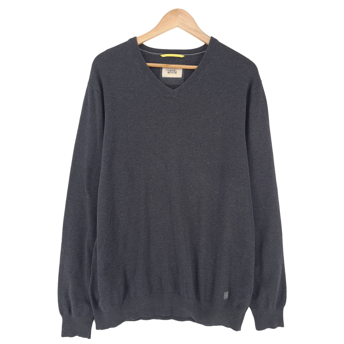 Camel Active Vintage Mens Jumper Sweater Cotton Grey V-Neck Pullover Knit Size, front view, image 1 of 9