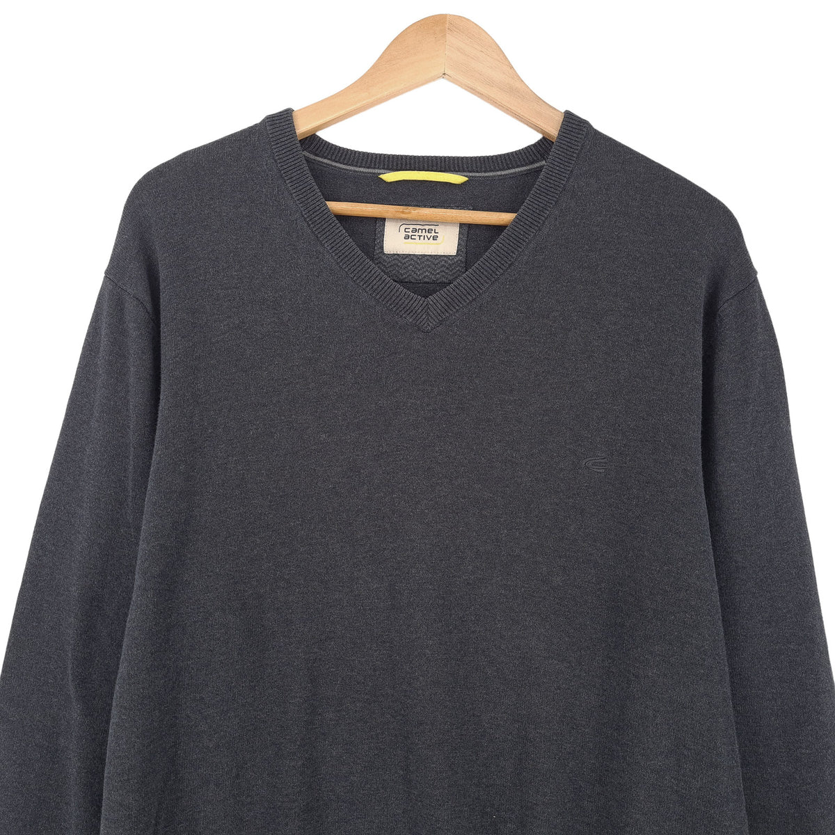Camel Active Vintage Mens Jumper Sweater Cotton Grey V-Neck Pullover Knit Size, back view, image 2 of 9