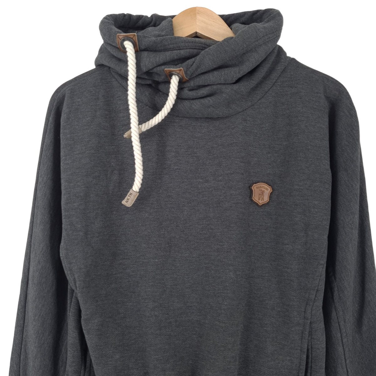 Naketano Womens Pullover Hoodie Cotton Grey Sweatshirt Size M, back view, image 2 of 7
