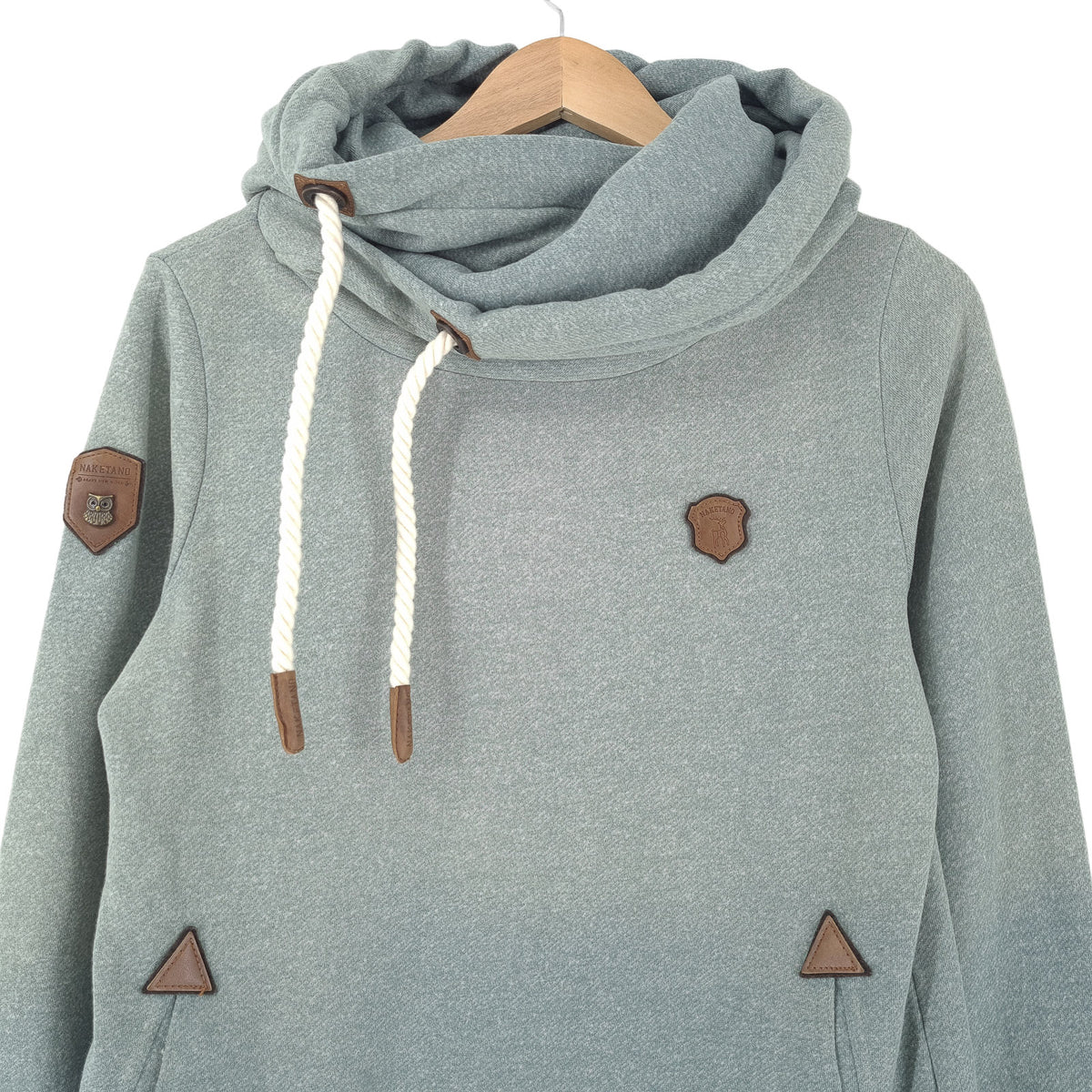 Naketano Vintage Womens Pullover Hoodie Cotton Green Sweatshirt Size M, back view, image 2 of 10