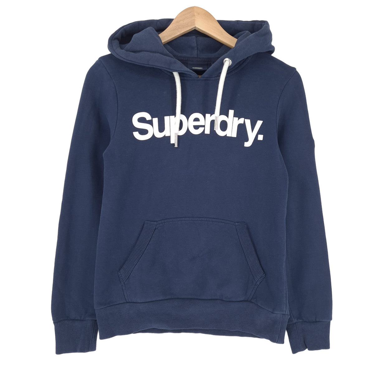 Superdry Vintage Womens Pullover Hoodie Cotton Blue Sweatshirt Size 34, front view, image 1 of 8