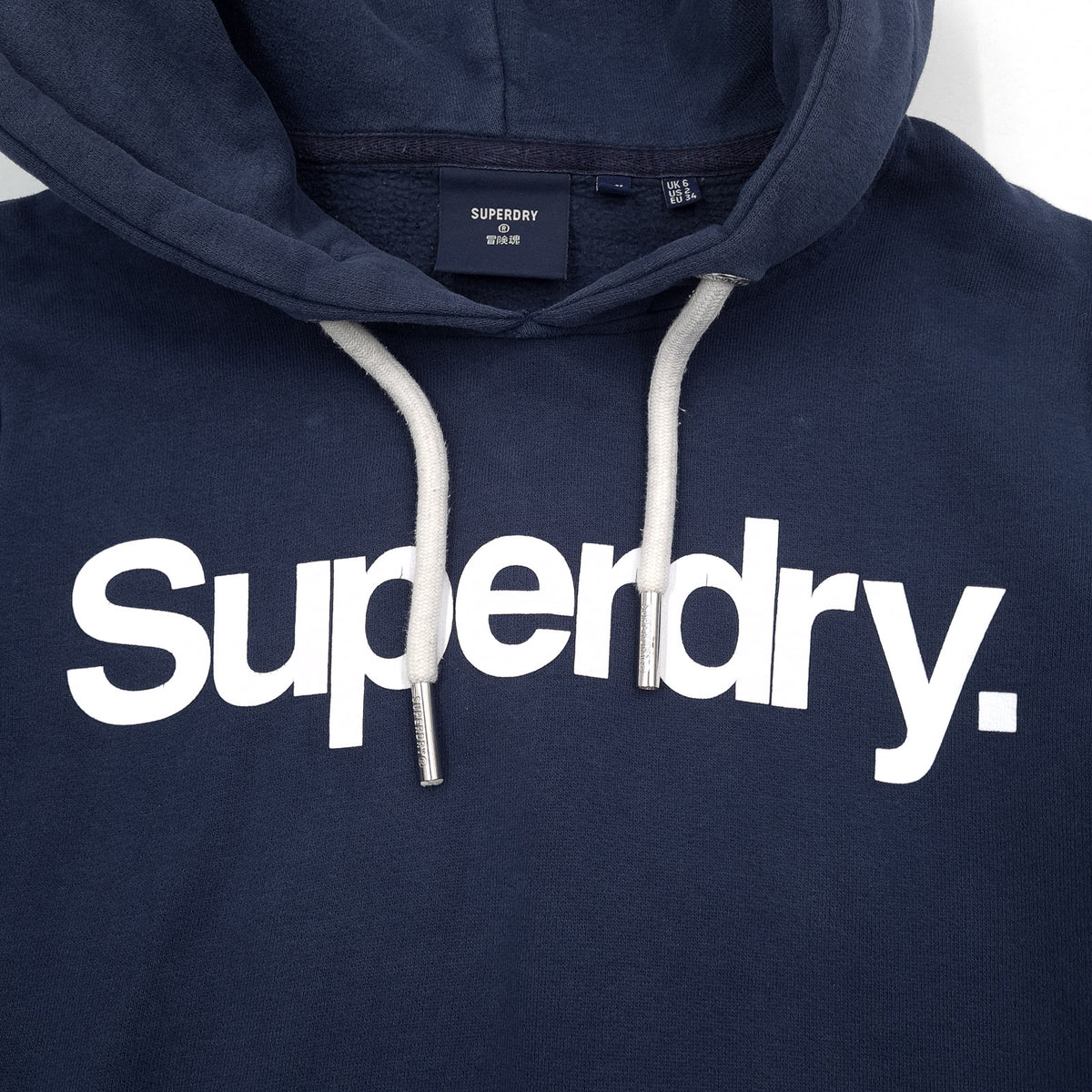 Superdry Vintage Womens Pullover Hoodie Cotton Blue Sweatshirt Size 34, detail view 3, image 5 of 8