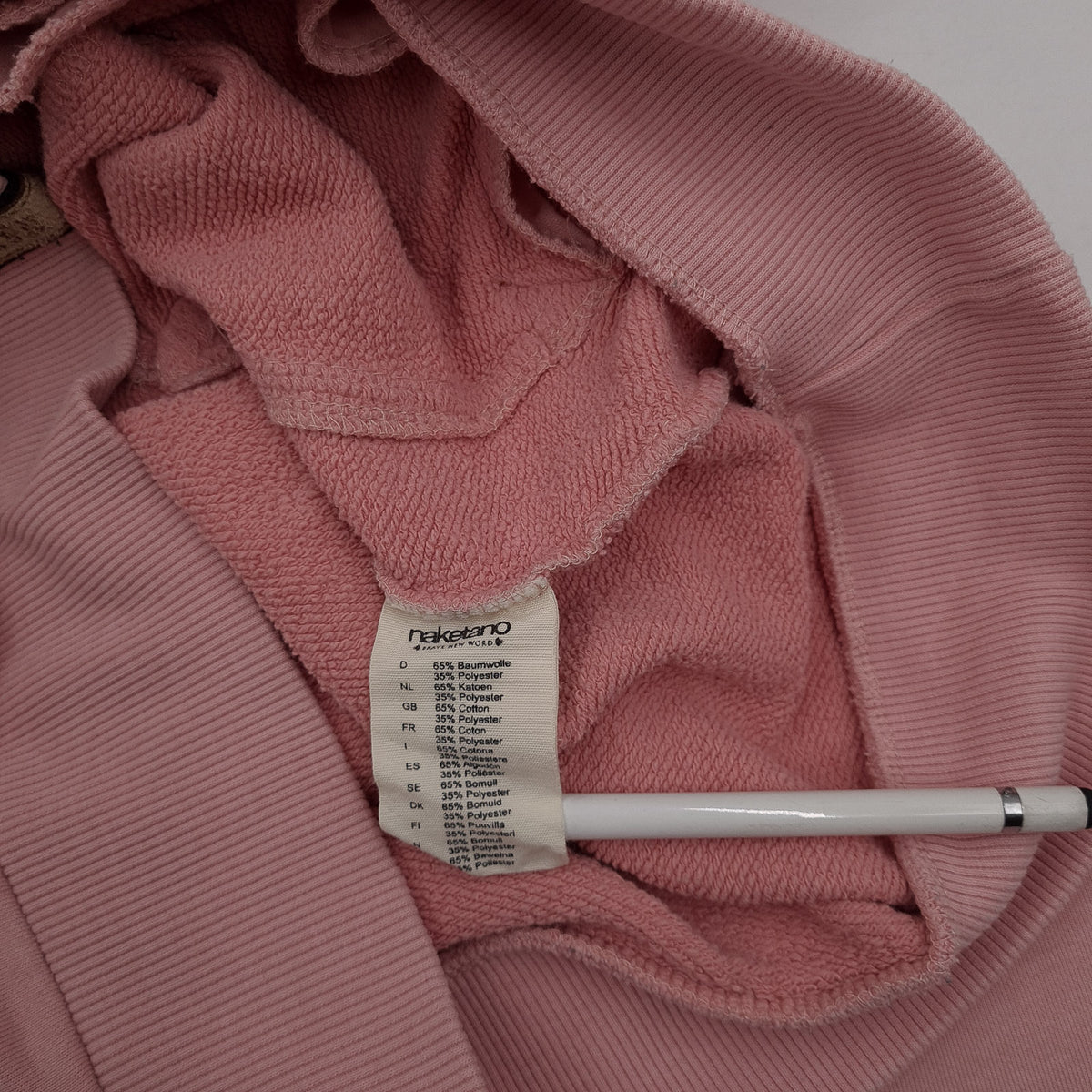Naketano Vintage Womens Pullover Hoodie Cotton Animal Print Pink Sweatshirt Size M, detail view 4, image 6 of 8