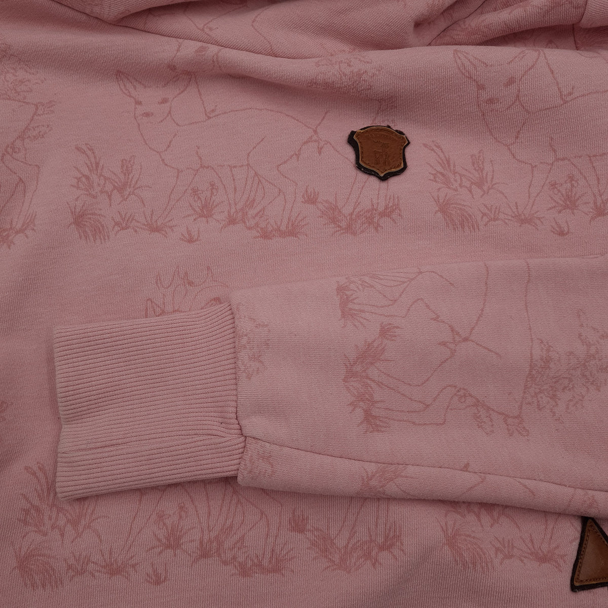 Naketano Vintage Womens Pullover Hoodie Cotton Animal Print Pink Sweatshirt Size M, detail view 5, image 7 of 8