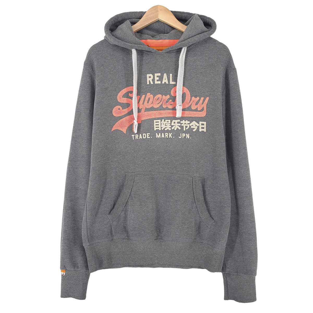 Superdry Vintage Mens Pullover Hoodie Cotton Grey Sweatshirt Size M, front view, image 1 of 8