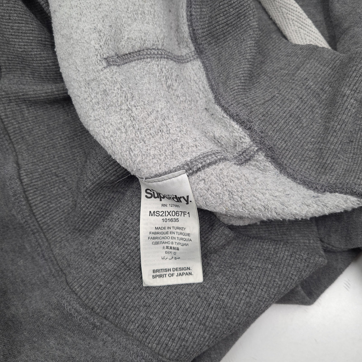 Superdry Vintage Mens Pullover Hoodie Cotton Grey Sweatshirt Size M, detail view 4, image 6 of 8