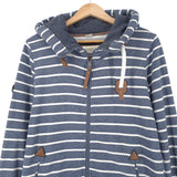 Naketano Full Zip Hoodie Cotton Striped Blue Sweatshirt Men Size M, back view, image 2 of 7