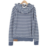 Naketano Full Zip Hoodie Cotton Striped Blue Sweatshirt Men Size M, detail view 1, image 3 of 7
