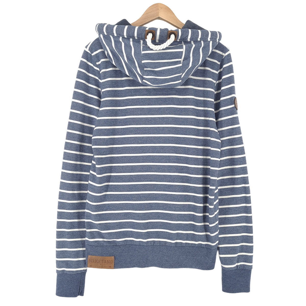 Naketano Full Zip Hoodie Cotton Striped Blue Sweatshirt Men Size M, detail view 1, image 3 of 7