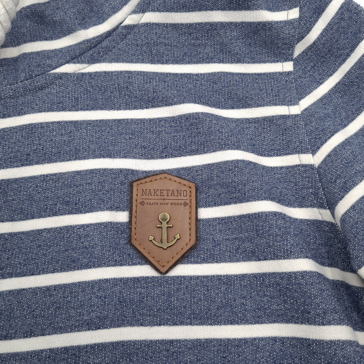 Naketano Full Zip Hoodie Cotton Striped Blue Sweatshirt Men Size M, detail view 3, image 5 of 7