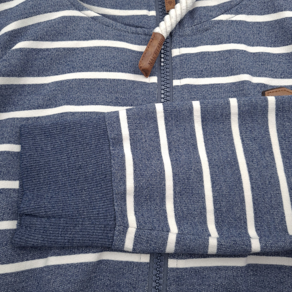 Naketano Full Zip Hoodie Cotton Striped Blue Sweatshirt Men Size M, detail view 5, image 7 of 7