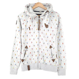 Naketano Full Zip Hoodie Geometric Grey Sweatshirt Women Size S, front view, image 1 of 7