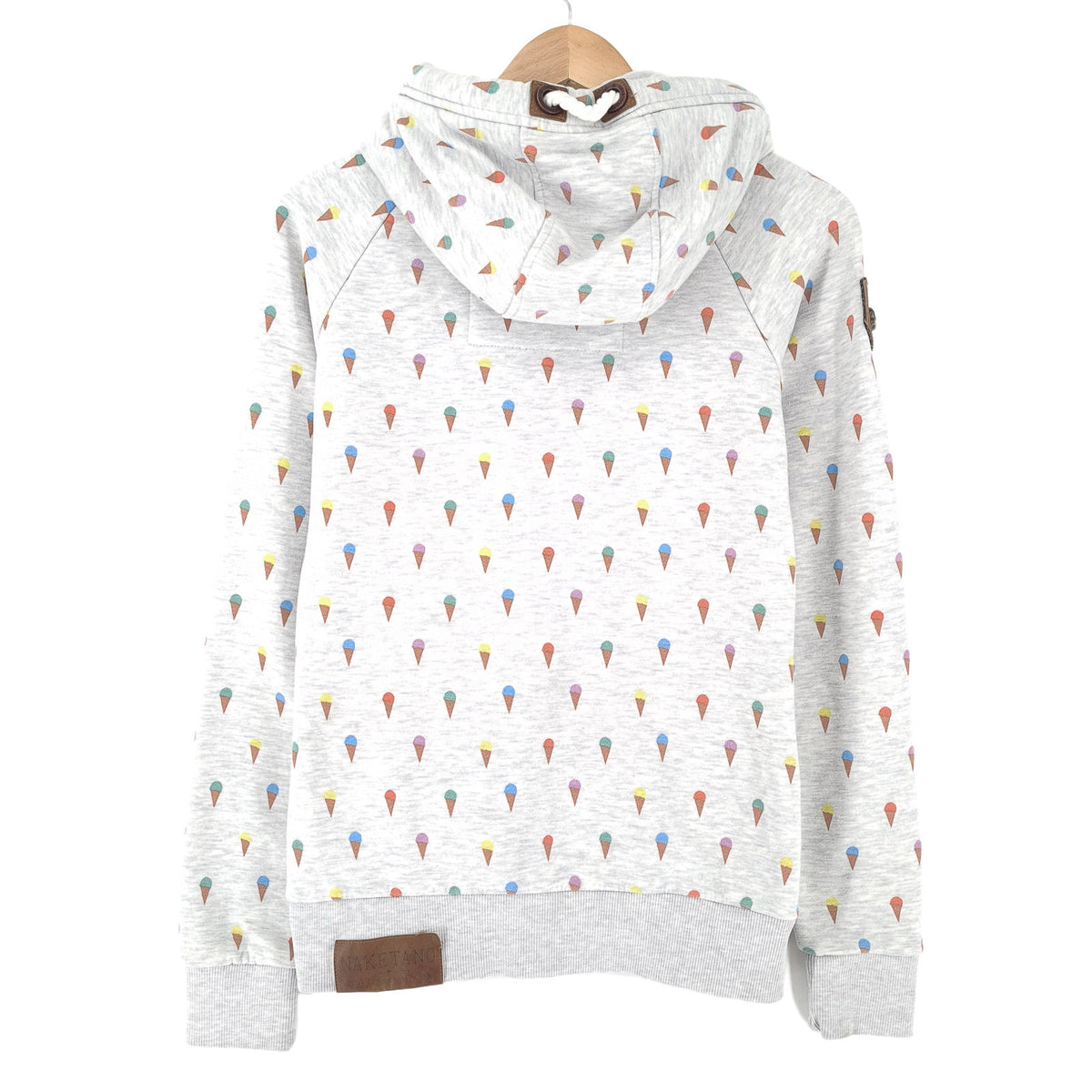 Naketano Full Zip Hoodie Geometric Grey Sweatshirt Women Size S, detail view 1, image 3 of 7