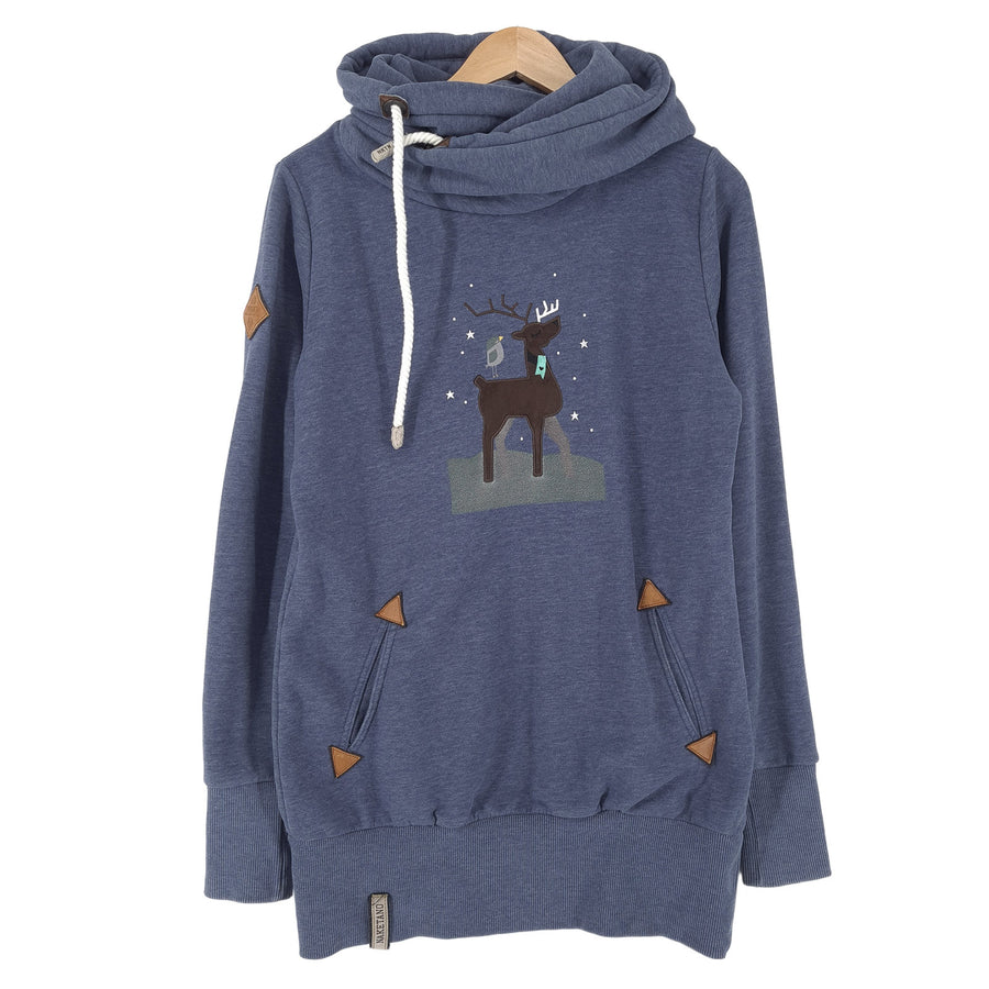 Naketano Damskie Pullover bluza z kapturem bawełna niebieski bluza rozmiar