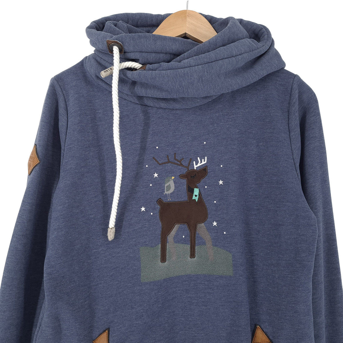 Naketano Womens Pullover Hoodie Cotton Blue Sweatshirt Size, back view, image 2 of 7