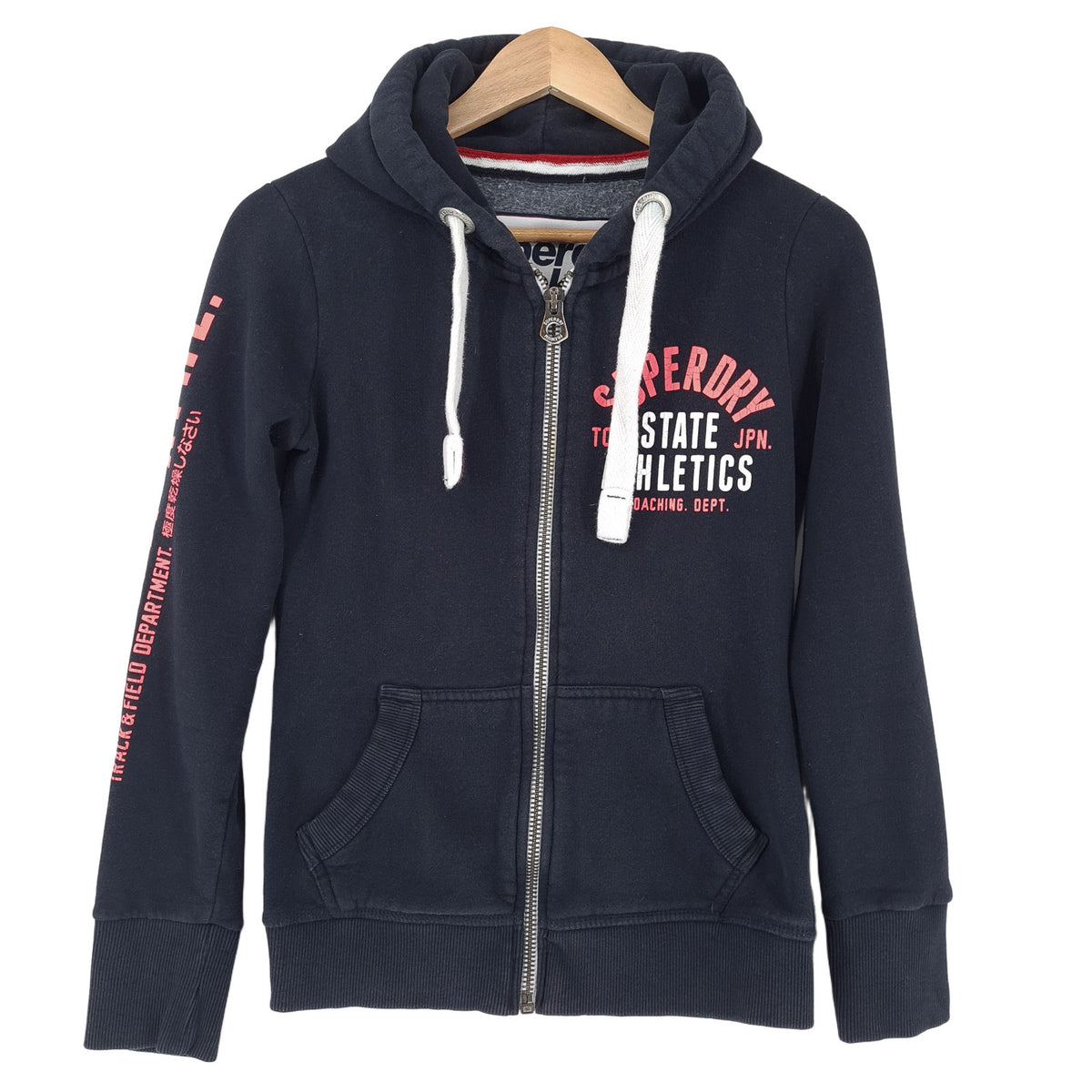 Superdry Vintage Womens Full Zip Hoodie Cotton Blue Sweatshirt Size XS, front view, image 1 of 8