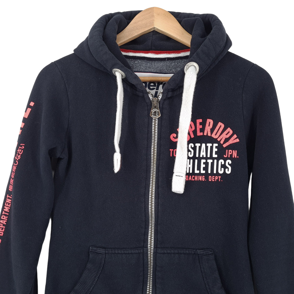 Superdry Vintage Womens Full Zip Hoodie Cotton Blue Sweatshirt Size XS, back view, image 2 of 8