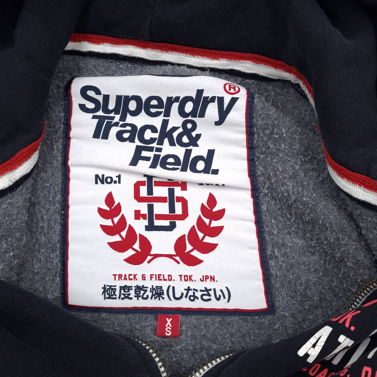 Superdry Vintage Womens Full Zip Hoodie Cotton Blue Sweatshirt Size XS, detail view 2, image 4 of 8