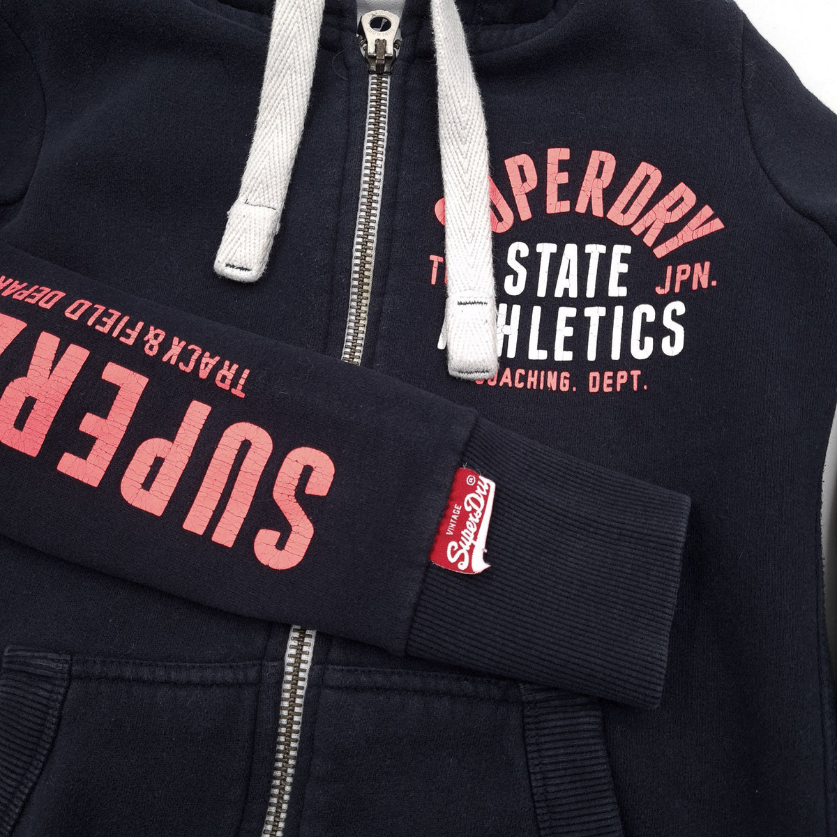 Superdry Vintage Womens Full Zip Hoodie Cotton Blue Sweatshirt Size XS, detail view 6, image 8 of 8