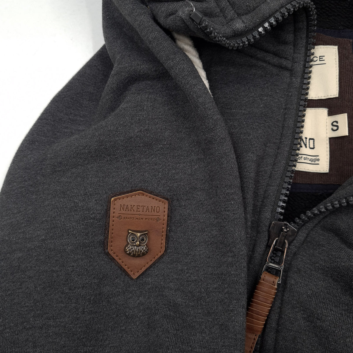 Naketano Womens Full Zip Hoodie Cotton Grey Sweatshirt Size S, detail view 3, image 5 of 7