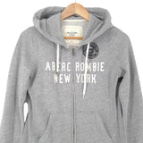 Abercrombie & Fitch Vintage Womens Full Zip Hoodie Cotton Grey Slim Fit Size S, back view, image 2 of 7