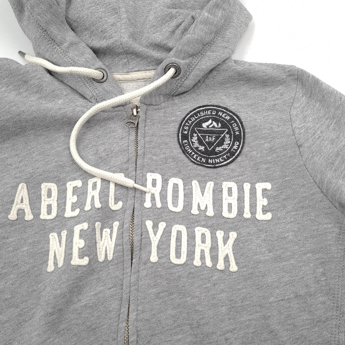 Abercrombie & Fitch Vintage Womens Full Zip Hoodie Cotton Grey Slim Fit Size S, detail view 3, image 5 of 7