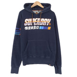 Superdry Vintage Mens Pullover Hoodie Cotton Blue Sweatshirt Size M, front view, image 1 of 8