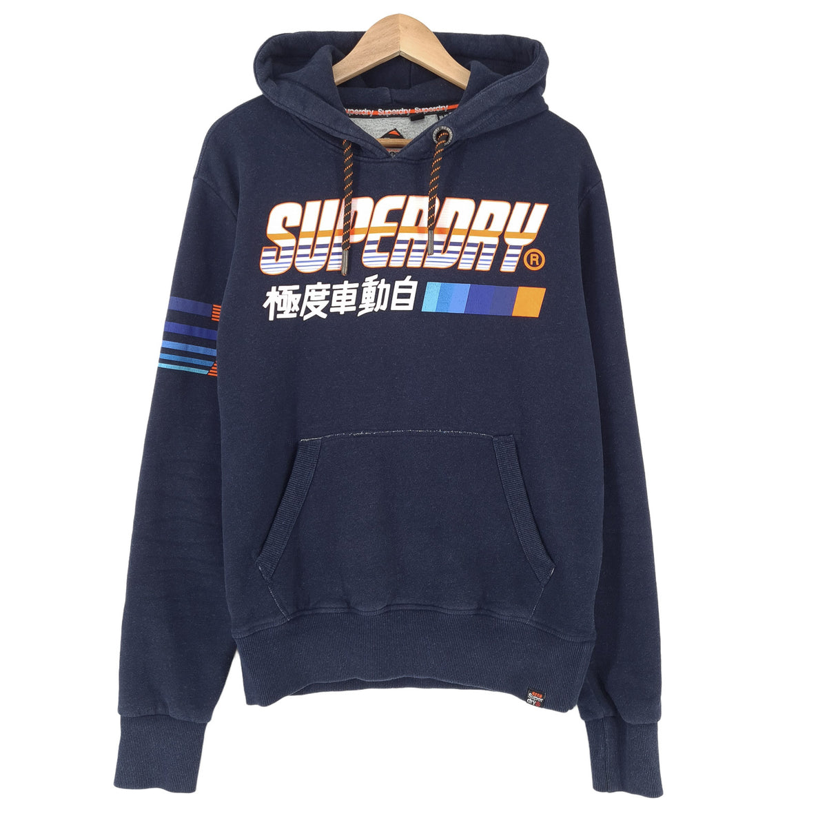 Superdry Vintage Mens Pullover Hoodie Cotton Blue Sweatshirt Size M, front view, image 1 of 8
