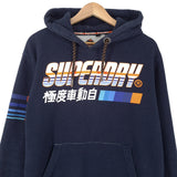 Superdry Vintage Mens Pullover Hoodie Cotton Blue Sweatshirt Size M, back view, image 2 of 8