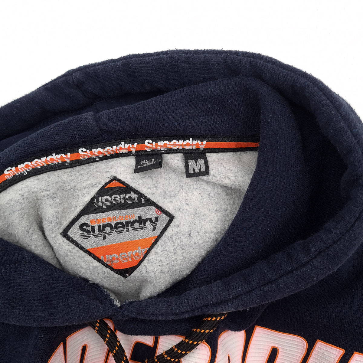 Superdry Vintage Mens Pullover Hoodie Cotton Blue Sweatshirt Size M, detail view 2, image 4 of 8