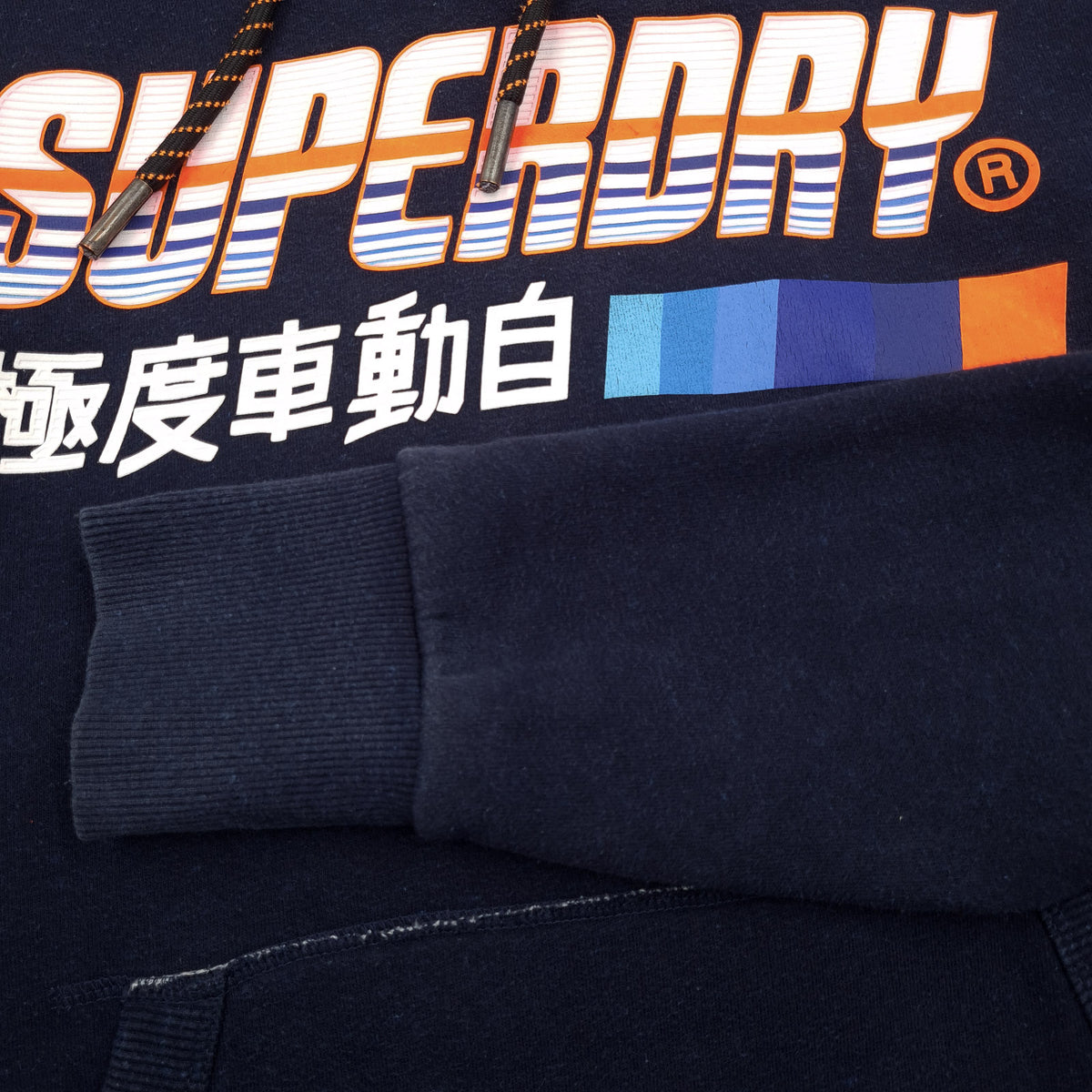 Superdry Vintage Mens Pullover Hoodie Cotton Blue Sweatshirt Size M, detail view 6, image 8 of 8