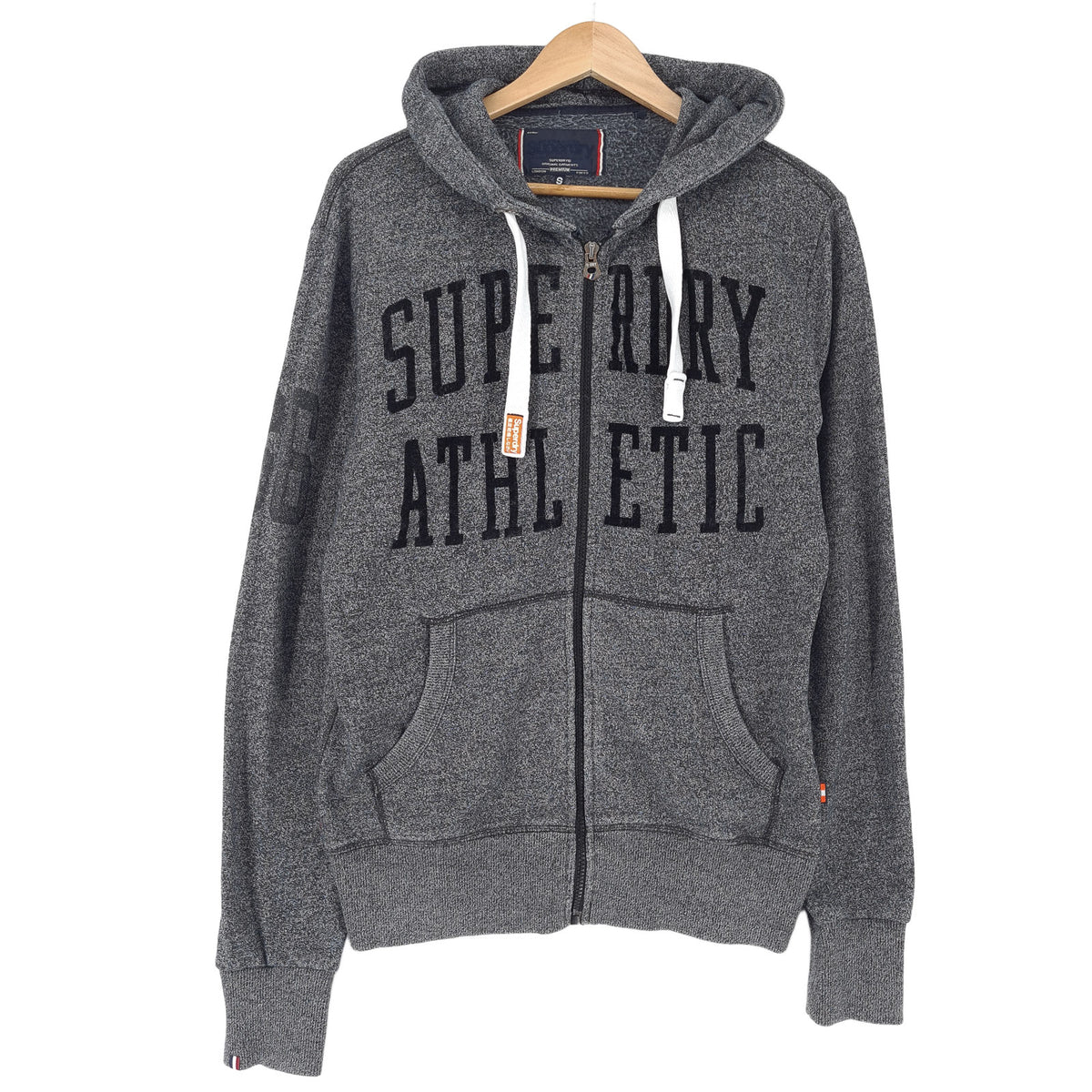 Superdry Vintage Mens Full Zip Hoodie Cotton Grey Sweatshirt Size S, front view, image 1 of 8